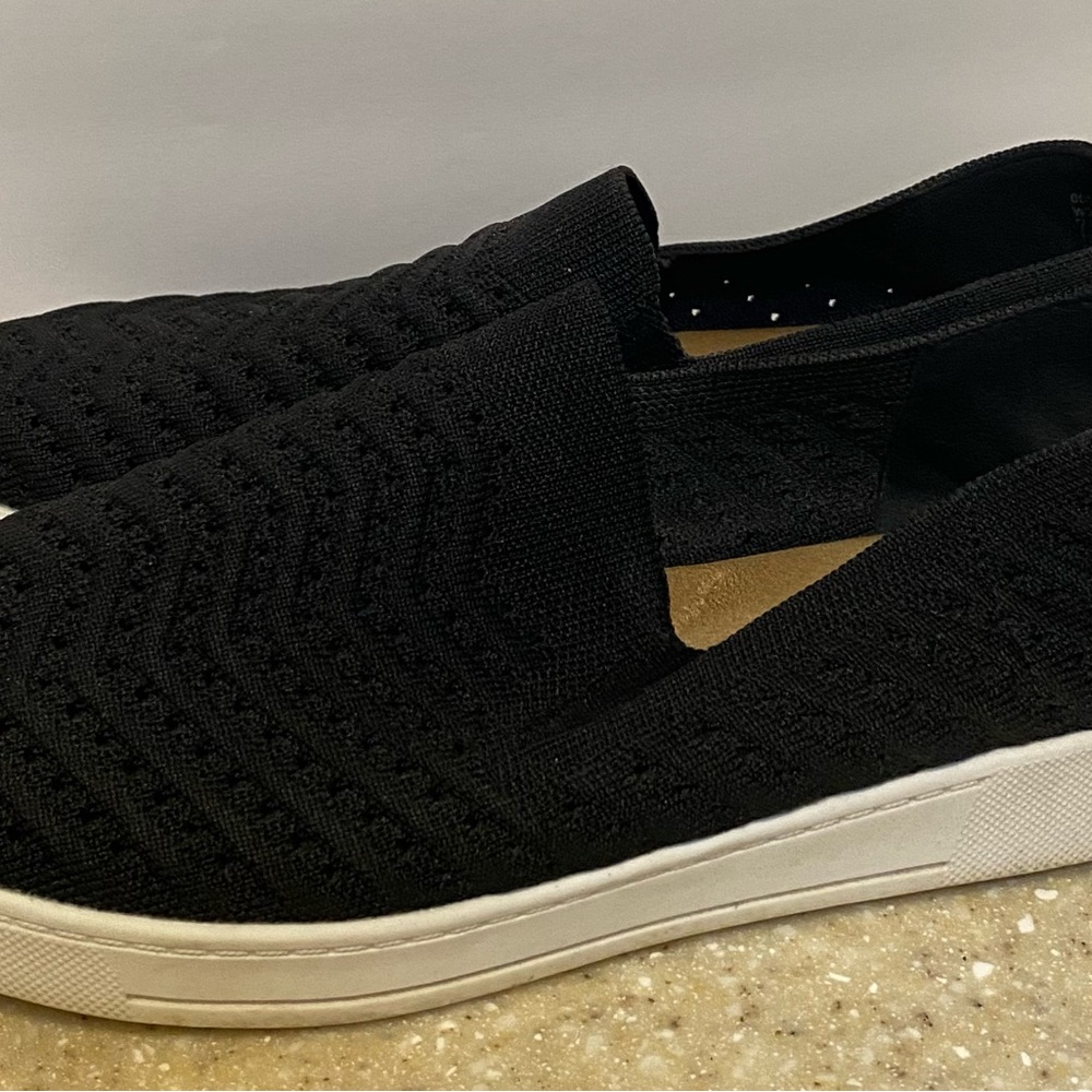 White Mountain Black Knit Slip-On Sneakers with White Sole